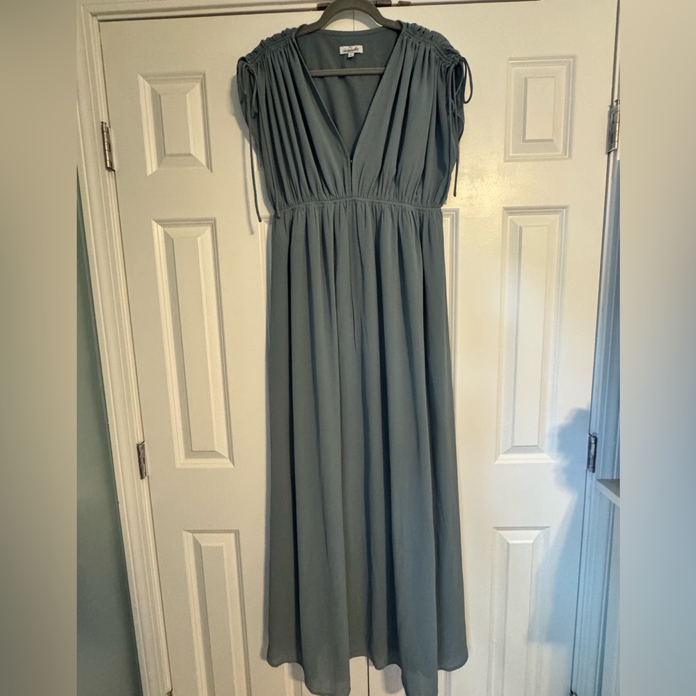 Magnolia Blue Sleeveless Plunge Maxi Gown